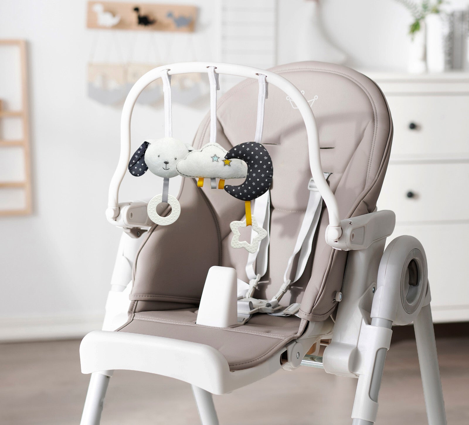 3-In-1 High Chair for Baby Kids Seat Highchair with Activity Toys - Grey/ White
