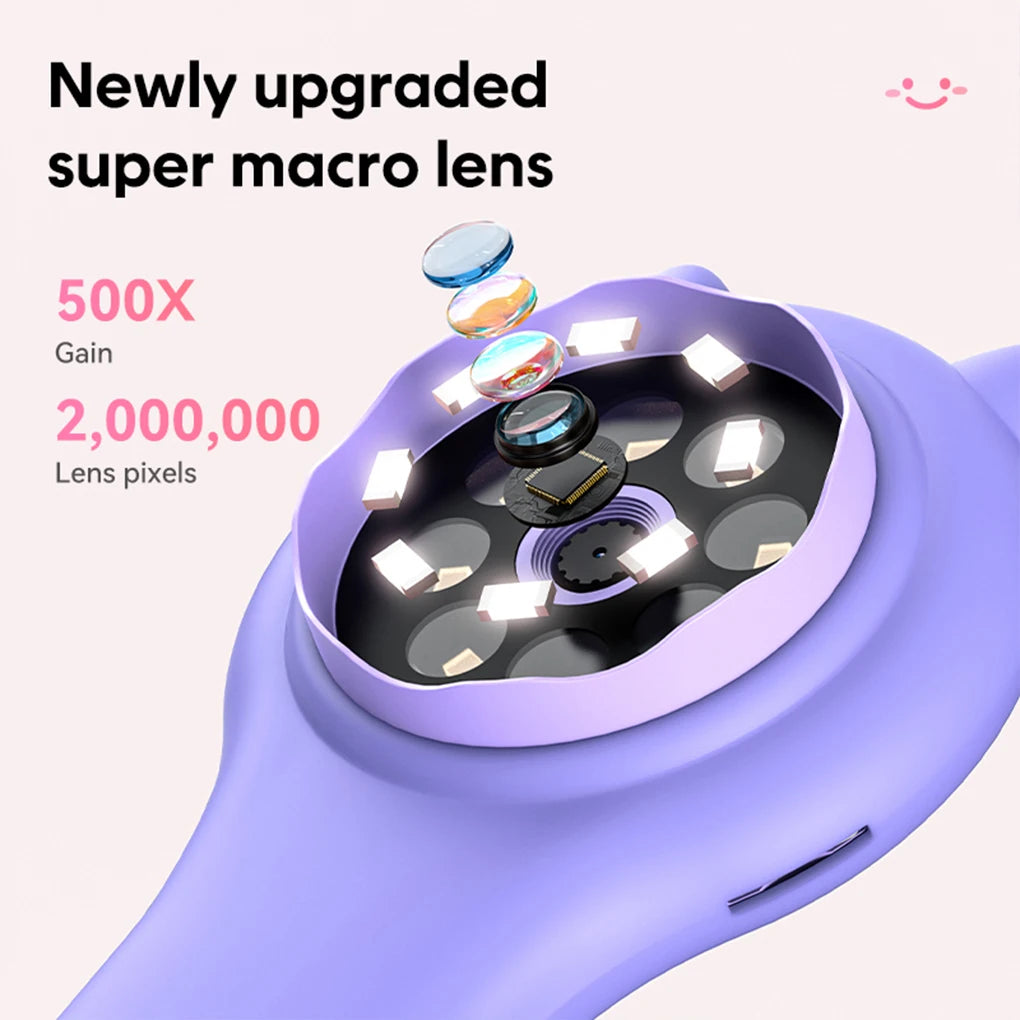 Kids Optical Microscope 200 Megapixels with Photo Video 500X USB Charging Microscopic World Science Children Educational Toy