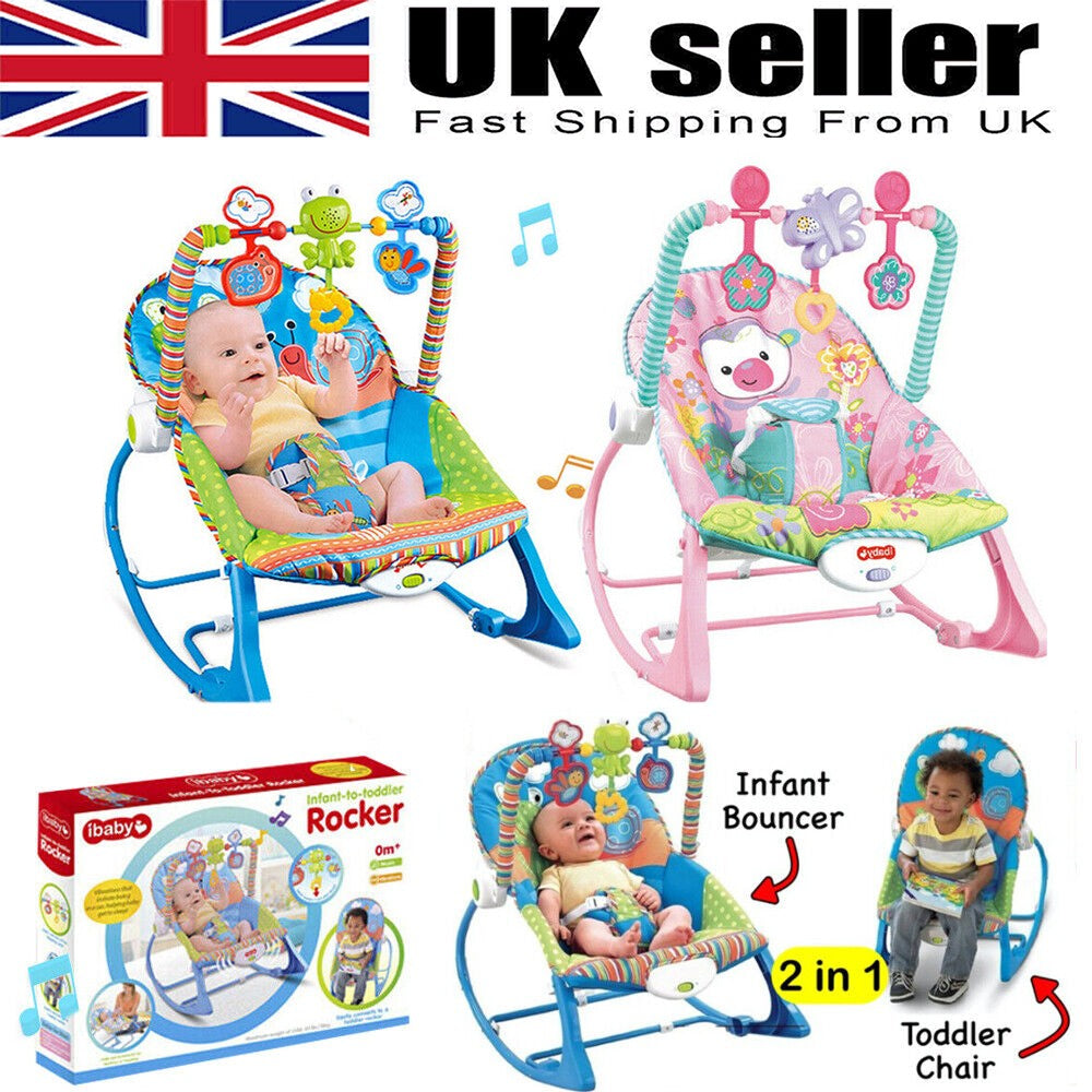 Baby Infant to Toddler Vibration Bouncer Rocker Swing Chair Soothing Music Toys