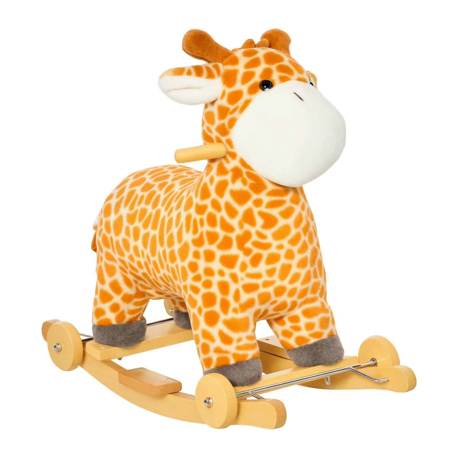 2-IN-1 Kids Plush Ride-On Rocking Gliding Horse Giraffe-Shaped for Child Yellow