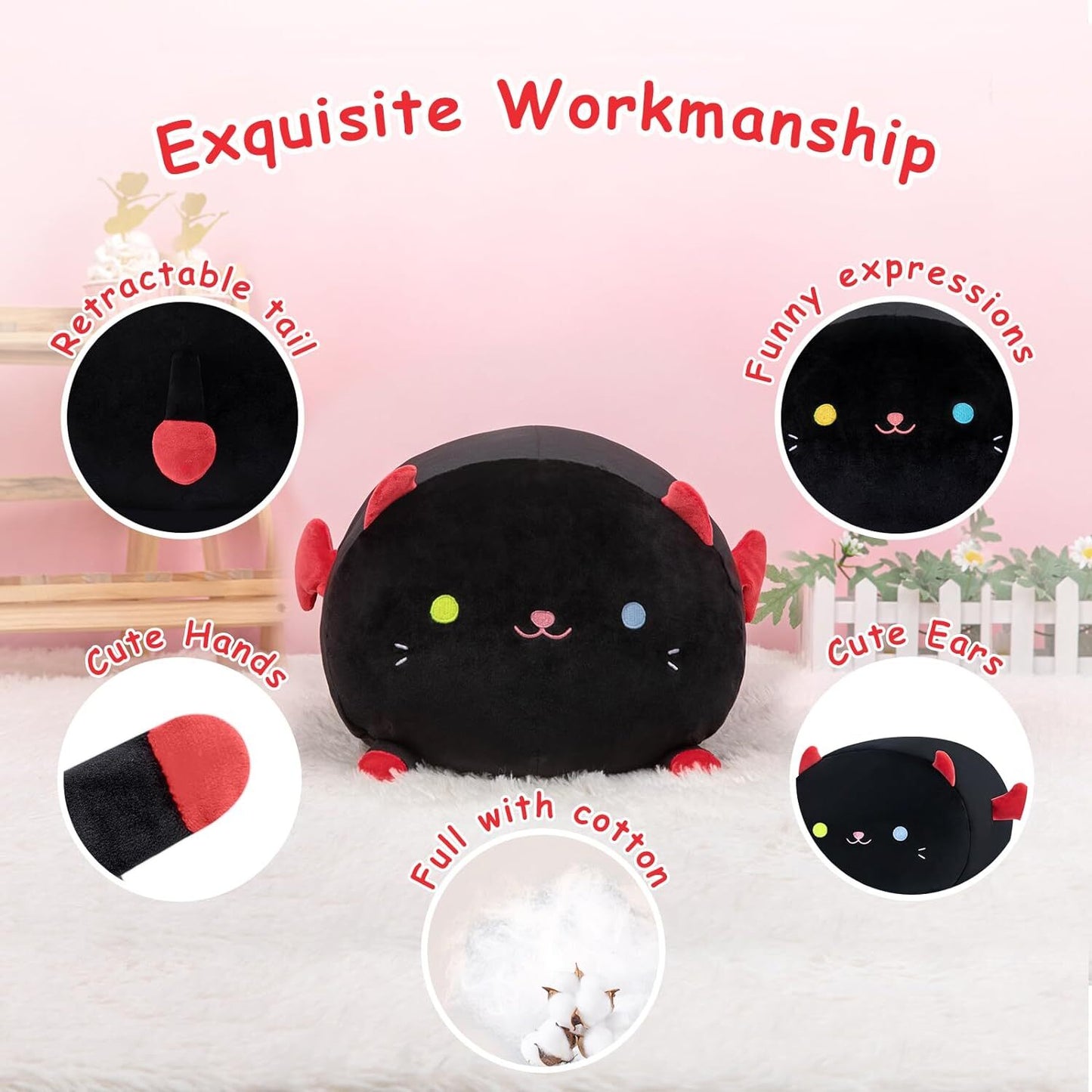 Long Cat Plush Pillow Sleeping Hugging Cushion Stuffed Cute Squishy Kitty Black