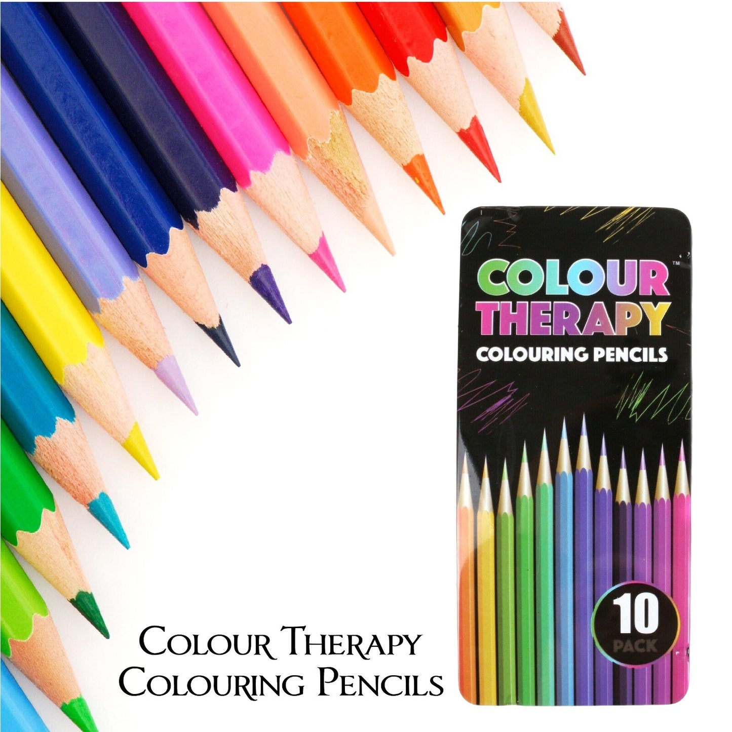 COLOURED PENCILS COLOUR THERAPY QUALITY DRAWING SKETCHING TONES ART 10Pk