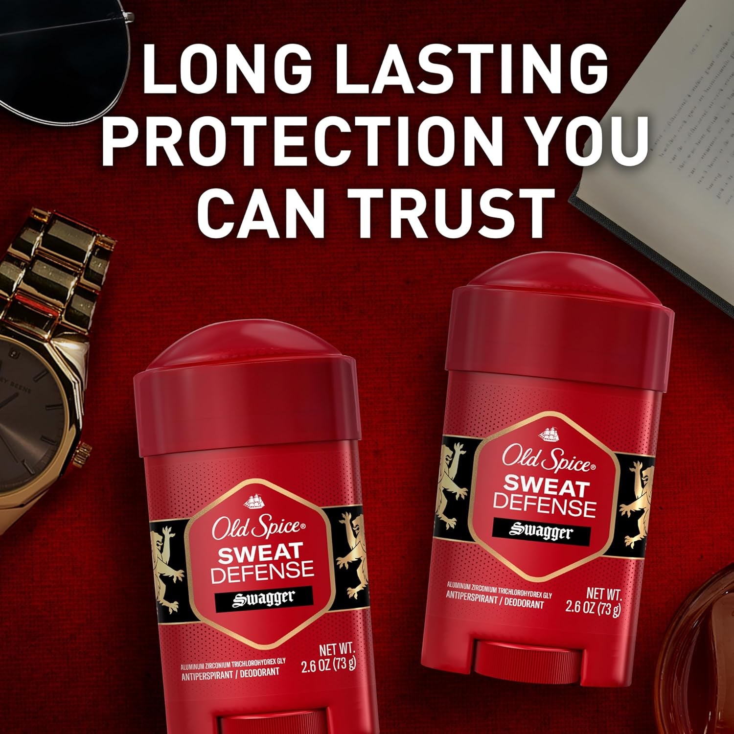Sweat Defense Antiperspirant & Deodorant for Men, 24/7 Ultimate Sweat Protection, Long Lasting Scent, Soft Solid, Swagger with Cedarwood Scent, 2.6 Oz