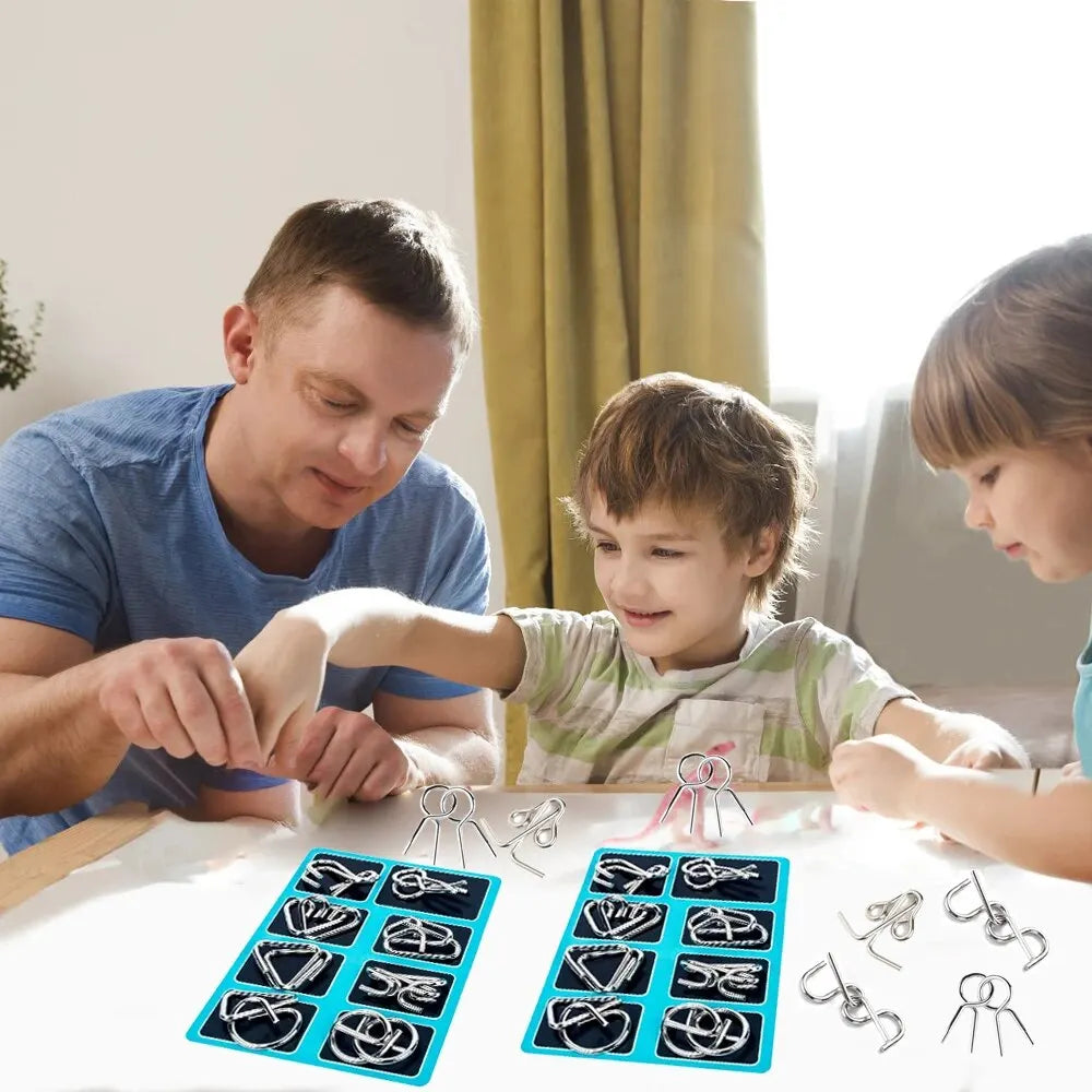 8 Pcs Montessori Series Metal Educational Toys Intelligence Interactive Game Unlock Widgets Kids Stress Relief Unique Toy