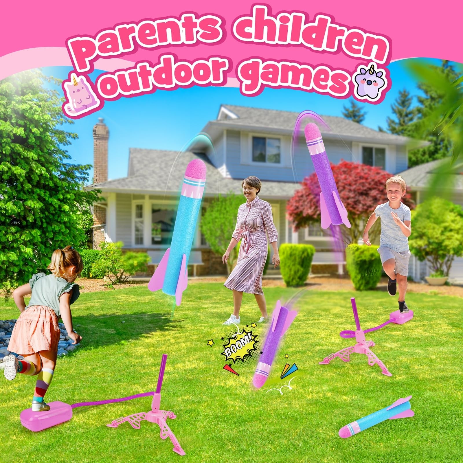 Happygolucky Girls Toys Age 3-12, Rocket Toy Launcher for Kids Toys for 3-10