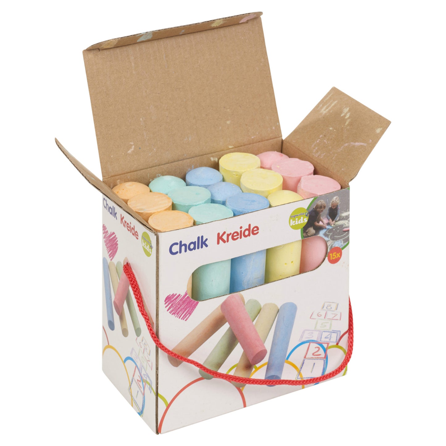 15 or 54 Piece Coloured Chalk Sticks Blackboard Pavement Kids School Dart Floor