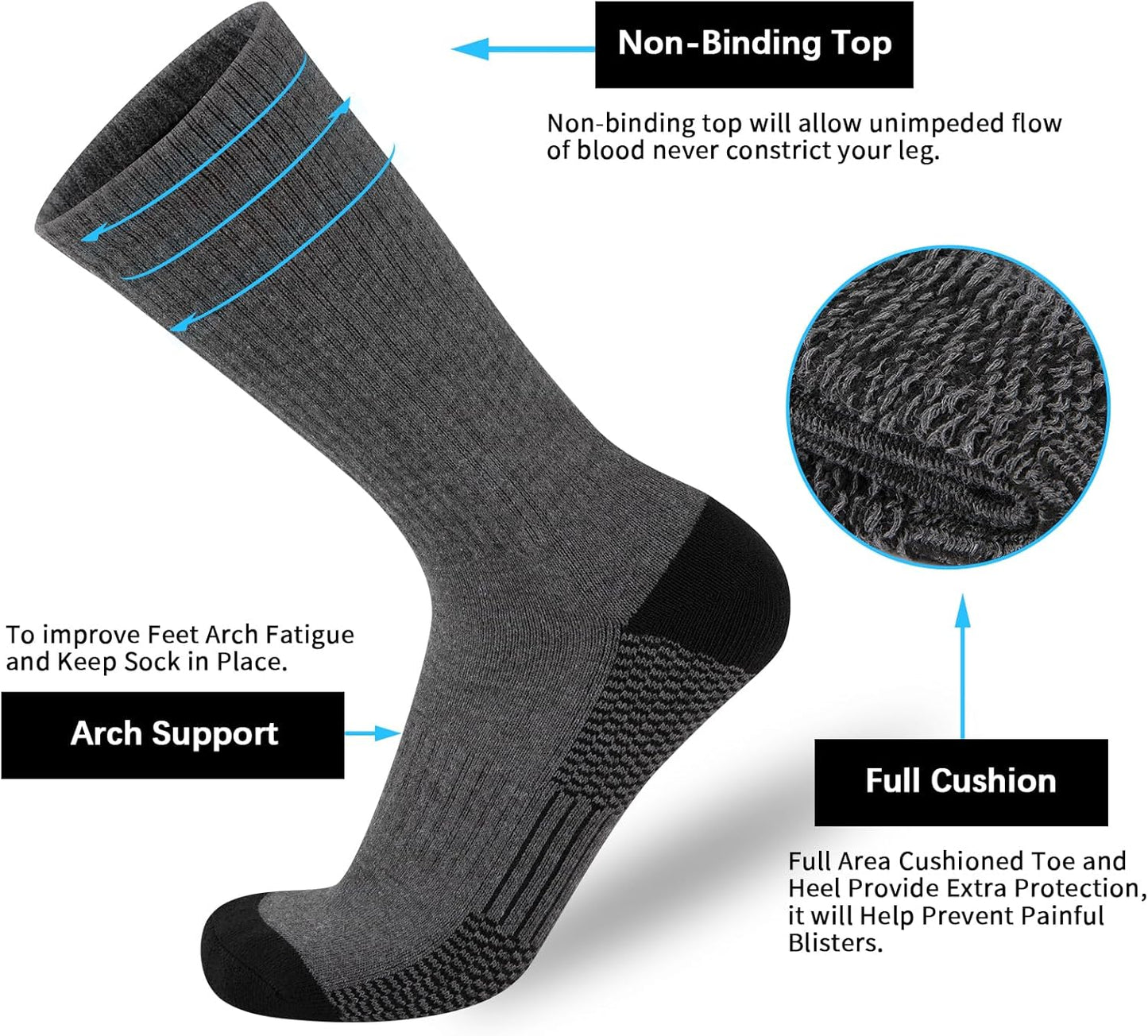 12 Pack Crew Socks for Men Half Cushion Moisture Wicking Athletic Socks
