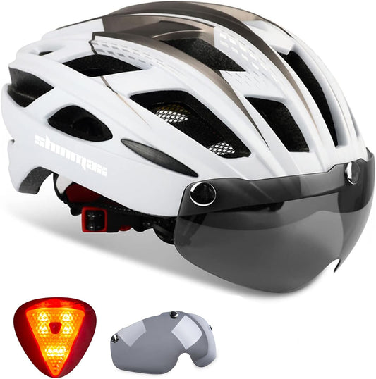 Bike Helmet, CPSC/CPC Bike Helmet for Adult Men Women with Magnetic Goggles&Led Back Light Cycling Helmet Adjustable SM-T69