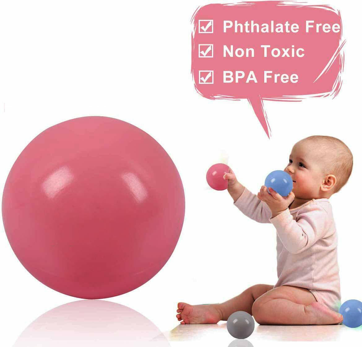 100 Pack PLASTIC SOFT PLAY BALLS for CHILDREN PIT BALL MULTICOLOURED