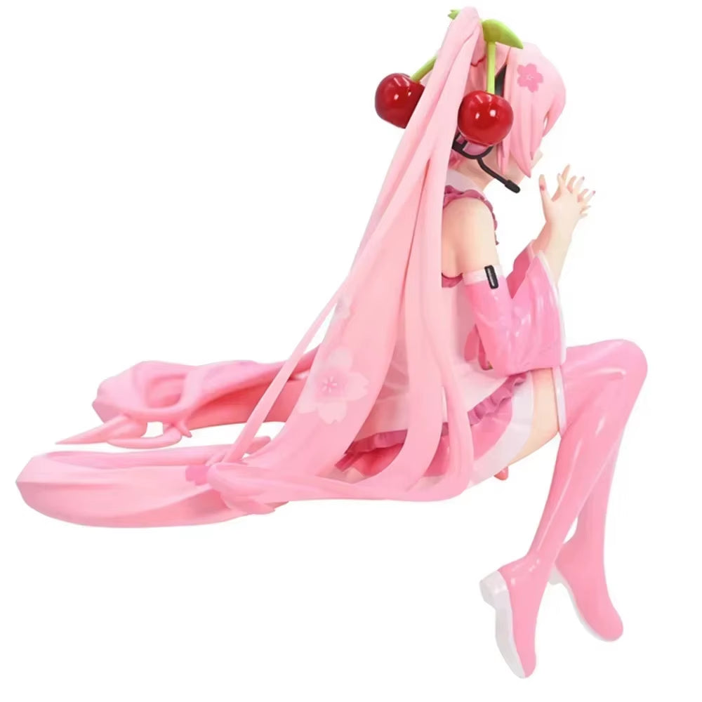 12Cm Hatsune Miku Anime Figure Pink Dress PVC Model Action Toys Cherry Pink Cherry Blossom Decoration Collect for Birthday Gift