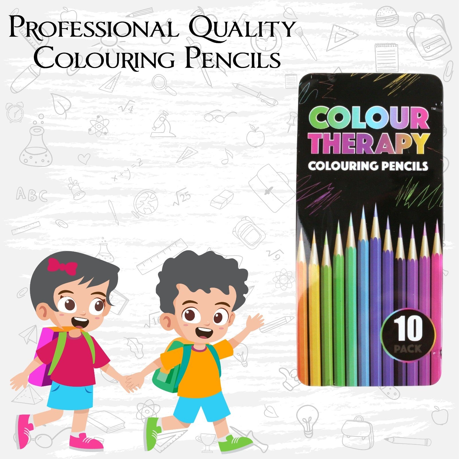 COLOURED PENCILS COLOUR THERAPY QUALITY DRAWING SKETCHING TONES ART 10Pk