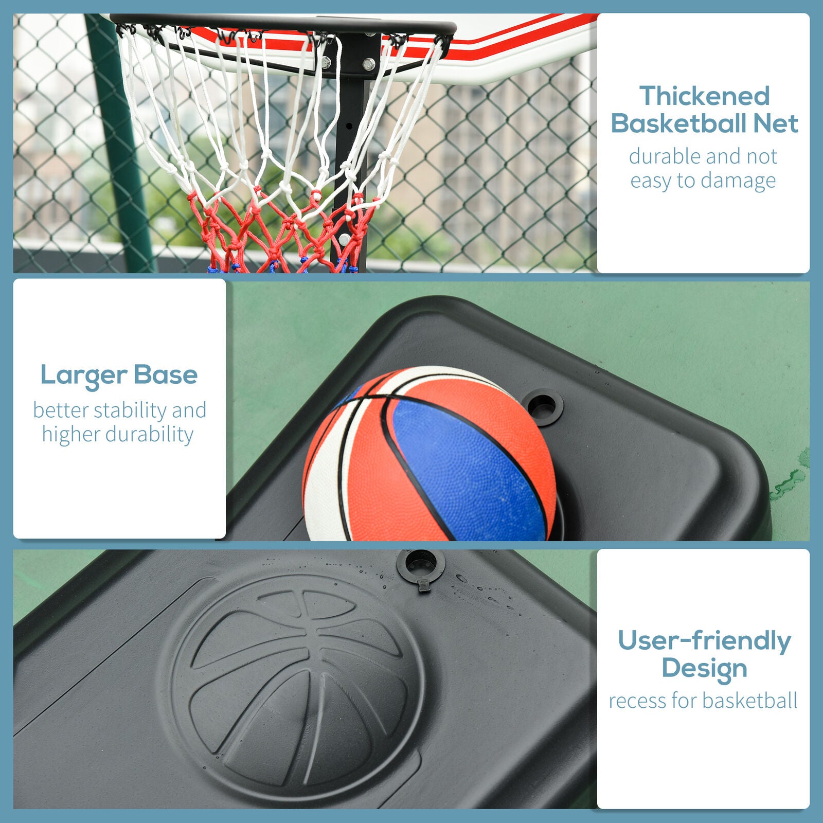 155-210Cm Adjustable Basketball Stand, Sports Backboard W/ Net Hoop, Wheels