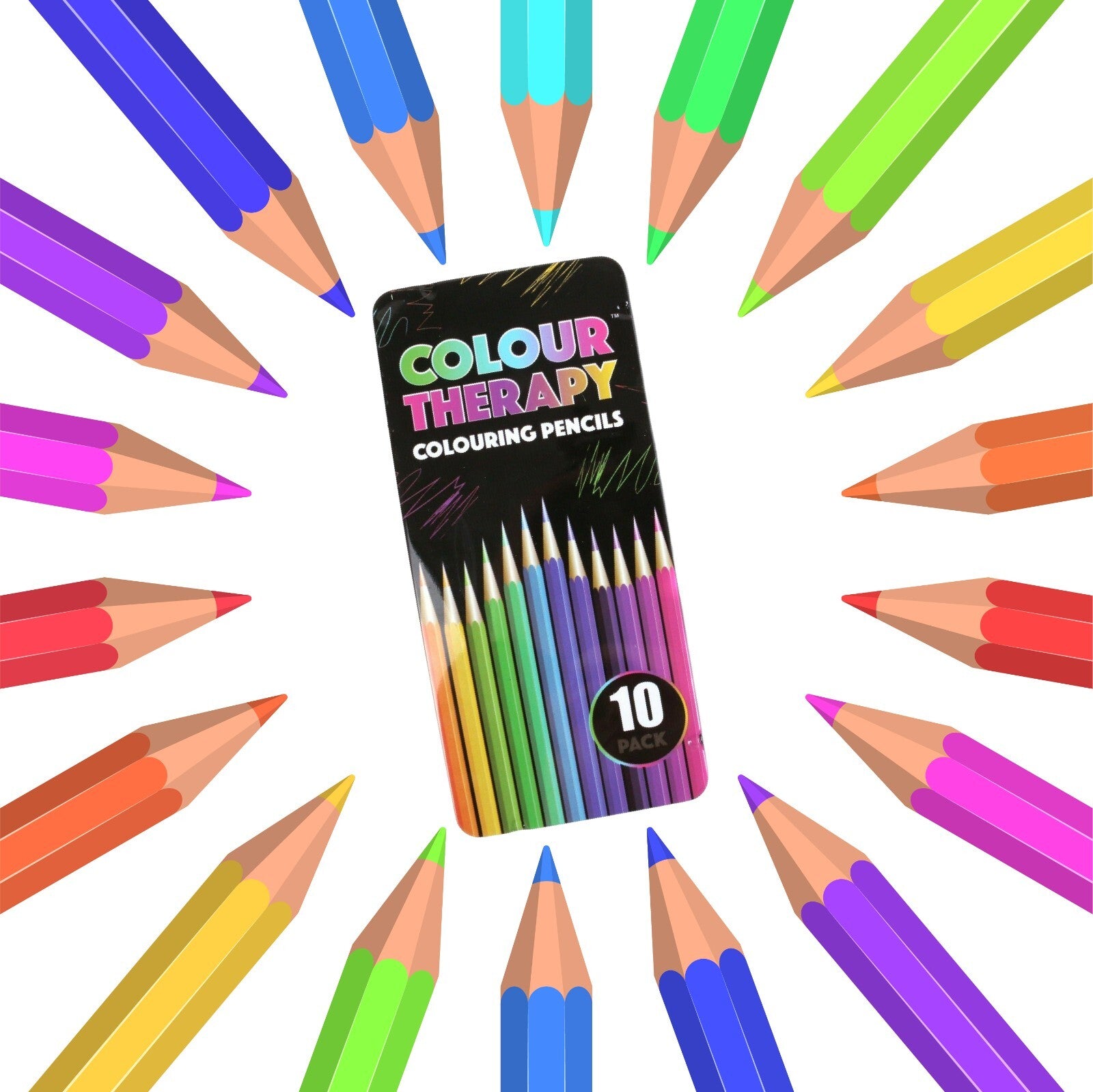COLOURED PENCILS COLOUR THERAPY QUALITY DRAWING SKETCHING TONES ART 10Pk