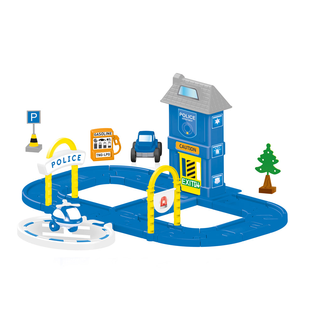 36 Piece Children'S Police & Fire Emergency Department Car & Helicopter Play Set