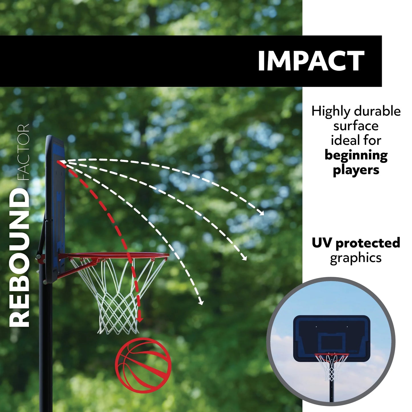44-Inch Impact Portable Basketball Hoop with Telescoping Adjustment & Classic Rim – Model 90759-Outdoor Play