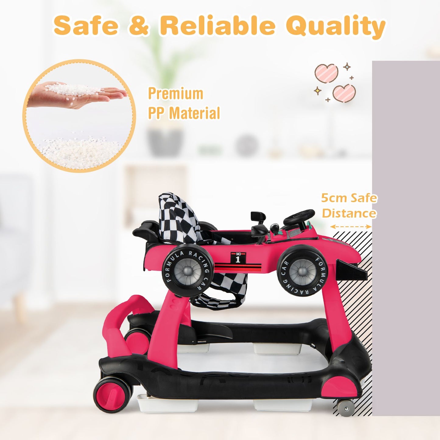 4-In-1 Baby Push Walker with Adjustable Height and Speed