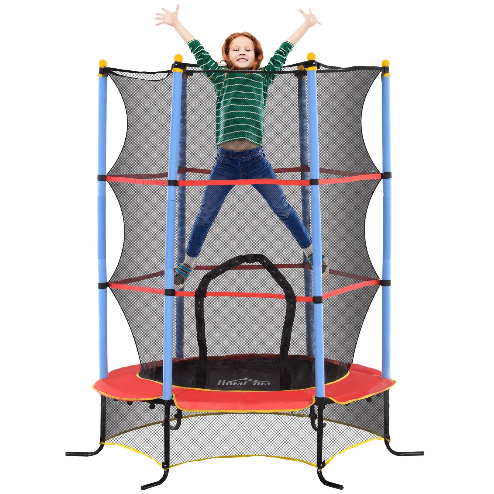 Kids Trampoline W/Enclosure Net Zipper Safety Pad Indoor Outdoor for 3-10 Years