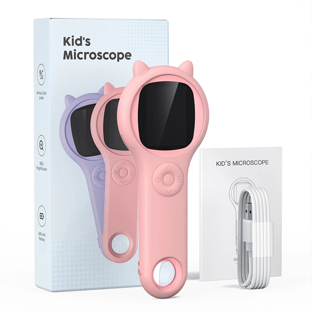 Kids Optical Microscope 200 Megapixels with Photo Video 500X USB Charging Microscopic World Science Children Educational Toy