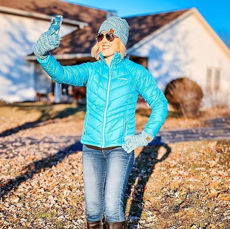 Winter Gloves Women Cold Weather Touch Screen Knit Matching Lined Warm Fleece Lined Touchscreen Texting