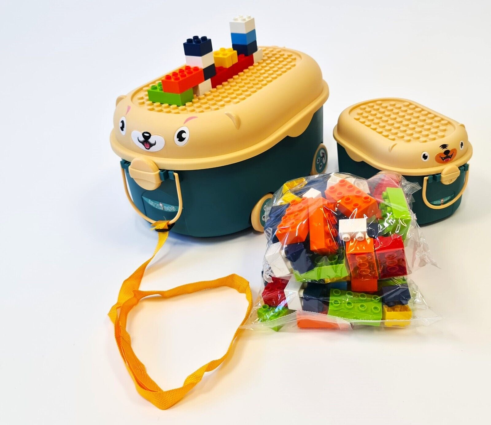 Kids Children Building Bricks Blocks Table Cart - Toddlers Childs