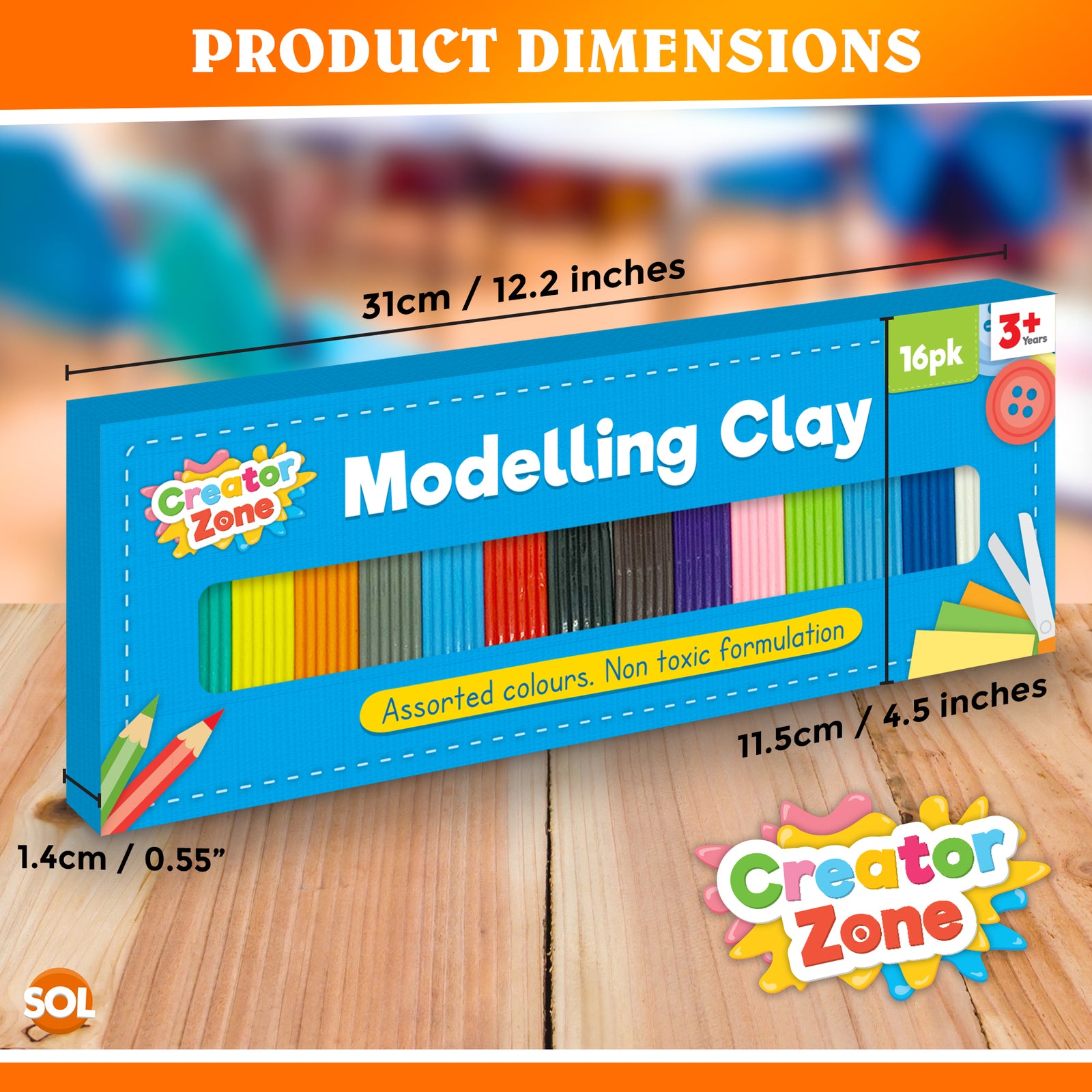16Pk Kids Modelling Clay Set 16 Colours Plasticine Putty Strips Children Craft